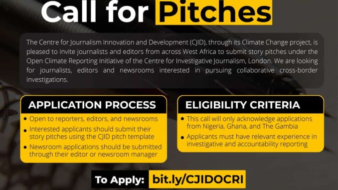 CJID receiving investigative pitches on climate change 