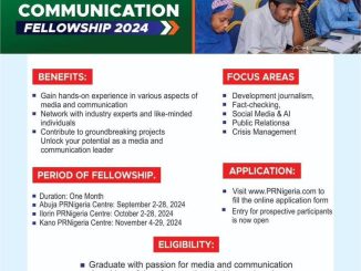 2024 PRNigeria Young Communication Fellowship receiving applications