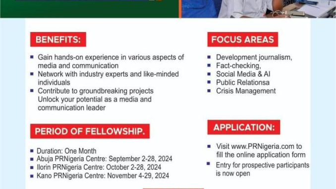 2024 PRNigeria Young Communication Fellowship receiving applications