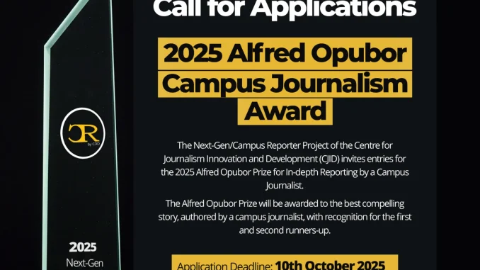 2025 Alfred Opubor Prize for Campus Journalism open for entries